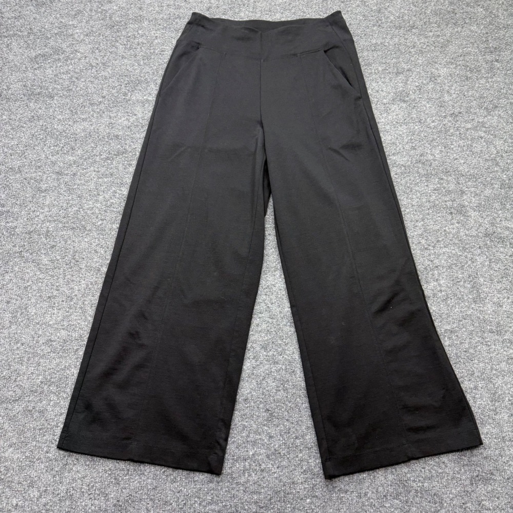 Athleta Black Wide Leg Seam Detail Tencel Blend Pants XS High Rise Pockets - Picture 2 of 9
